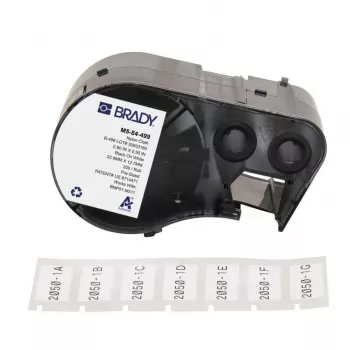 BRADY BMP51/BMP53/M511 σετ αυτοπλαστικοποιούμενων ετικετών βινυλίου, 25,4 mm x 6,4 m, λευκό/διαφανές, B-499