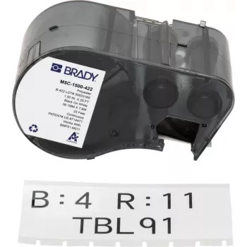 BRADY M5C-1500-422 κασέτα συνεχούς ετικέτας για BMP51/BMP53/M511 - αυτοπλαστικοποιούμενο βινύλιο, 25,4 mm x 6,4 m, λευκό/διαφανές