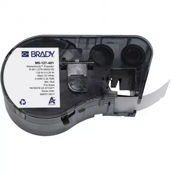 BRADY BMP51/BMP53/M511 αυτοκολλητοποιούμενη κασέτα ετικετών βινυλίου, λευκό/διαφανές, 25,4 mm x 25,4 mm, 250 ετικέτες