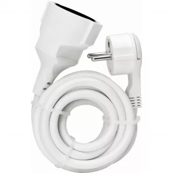 KOPP ELEKTROTECHNIK καλώδιο επέκτασης με εξαιρετικά επίπεδο γωνιακό βύσμα, Schuko σε Schuko, λευκό, 3m