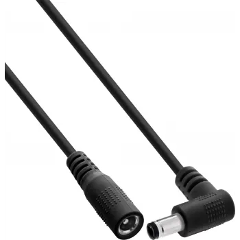 InLine® καλώδιο επέκτασης DC, γωνιακό βύσμα 5,5x2,1mm σε ίσια υποδοχή, 2m, μαύρο