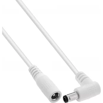 InLine® καλώδιο επέκτασης DC, γωνιακό βύσμα, 5,5 x 2,1 mm, λευκό, 2 m