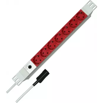 Kopp 19 inch 7-θέση Aluminium PDU Πολύπριζο με είσοδο IEC C14, τοποθέτηση σε Rack 1U, 16 A, πρίζες Schuko