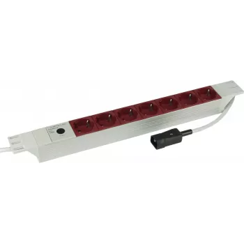 Kopp 19 inch 7-θέση Aluminium PDU Πολύπριζο με είσοδο IEC C14, τοποθέτηση σε Rack 1U, 16 A, πρίζες Schuko