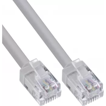 InLine Modular στρογγυλό καλώδιο RJ12, αρσενικό-αρσενικό, 6P6C, 2m, γκρι
