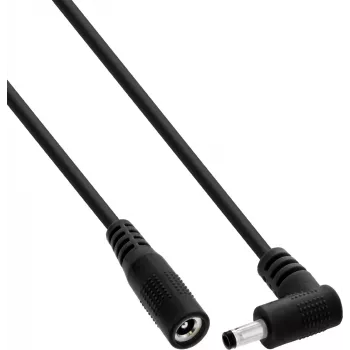 InLine® Καλώδιο επέκτασης DC, γωνιακό βύσμα, 4,0 x 1,7 mm, μαύρο, 1 m