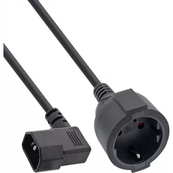InLine® Αντάπτορας καλωδίου τροφοδοσίας, IEC C14 με σπείρωμα σε υποδοχή Schuko, 3m, μαύρο