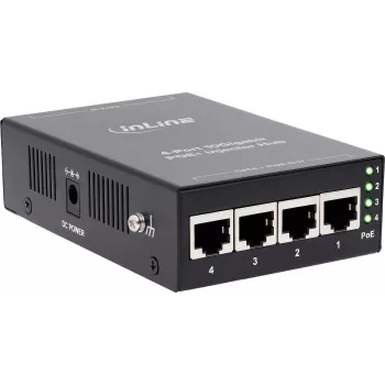 InLine 32304H 4-Port PoE+ 10Gigabit Injector Hub, μέταλλο, χωρίς ανεμιστήρα, 120W Budget