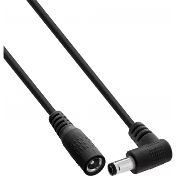 InLine® Καλώδιο επέκτασης DC, γωνιακό βύσμα, 5,5 x 2,1 mm, μαύρο, 5 m