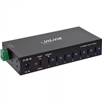 DELOCK InLine® USB 3.2 Gen.1 Industrial Hub, USB-C, 7-Port, με τροφοδοτικό
