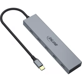 InLine USB-C Hub, 4x USB-C + Power Delivery 100 W, USB 3.2 Gen 2, Γκρι