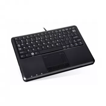 Perixx PERIBOARD-510 H PLUS UK Mini-USB πληκτρολόγιο με touchpad και 2-Port-USB hub, μαύρο