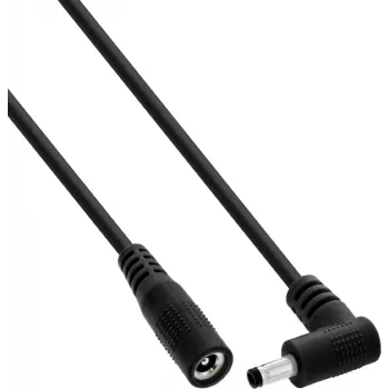 InLine® καλώδιο επέκτασης DC, γωνιακό αρσενικό βύσμα, 4,0 x 1,7 mm, μαύρο, 2 m