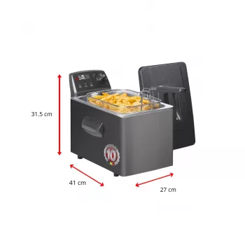 Fritel Turbo SF 4551M Φριτέζα 3200 W 4,5 L Ανοξείδωτο χάλυβα Μαύρο