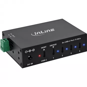 DELOCK InLine® USB 3.2 Gen.1 Industrial Hub, USB-C, 4-Port, με τροφοδοτικό