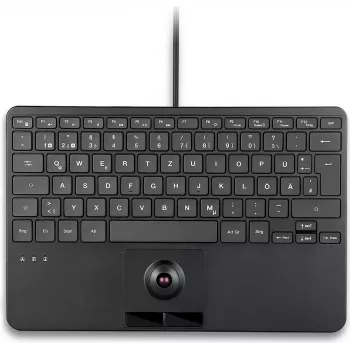 PERIX PERIBOARD-427 H DE Ενσύρματο μίνι πληκτρολόγιο USB με ενσωματωμένο trackball και οπίσθιο φωτισμό, μαύρο