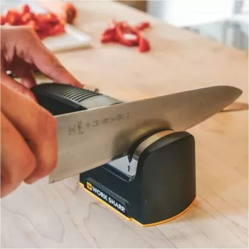 Work Sharp Ακονιστήρι μαχαιριών κουζίνας με μηχανισμό έλξης, 2 σταδίων, καρβίδιο & κεραμικό, μαύρο/ασημί