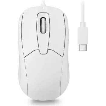 Perixx PERIMICE-209 C W Ενσύρματο USB-C Οπτικό ποντίκι, 1000 DPI, 3 κουμπιά, τροχός κύλισης, Αμφίχειρο, Λευκό