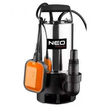NEO TOOLS 04-736 Βυθιζόμενη αντλία για βρόμικα νερά 1100W, 15000 L/h, 10 m μανομετρικό ύψος, ανοξείδωτο, διακόπτης φλοτέρ