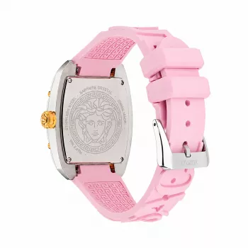 Versace VE8K00224 Γυναικείο Ρολόι Quartz, 45 mm, Γκρι Κάσα Ανοξείδωτου Χάλυβα, Ροζ Καντράν, Ροζ Λουράκι Σιλικόνης
