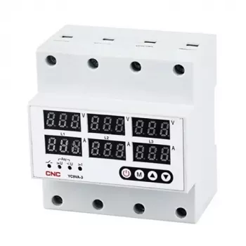 CNC EL240333 Ρελέ παρακολούθησης τάσης και ρεύματος, 63A, 3-φασικό, τοποθέτηση σε ράγα DIN, ρυθμιζόμενη προστασία