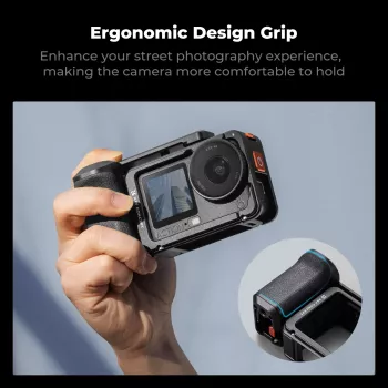 KF cage μπάρα με λαβή για κάμερα για DJI Osmo Action 6 / Action 5 / Action 4 / Action 3, κράμα αλουμινίου, μαύρο, KF12.0036