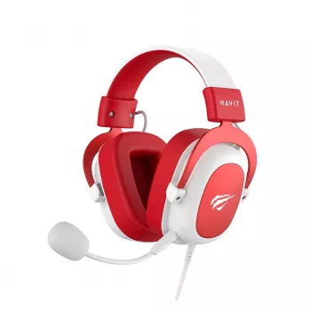 HAV H2002d ενσύρματο gaming headset με οδηγούς 50 mm, RGB LED, μικρόφωνο με απομόνωση θορύβου, λευκό/κόκκινο