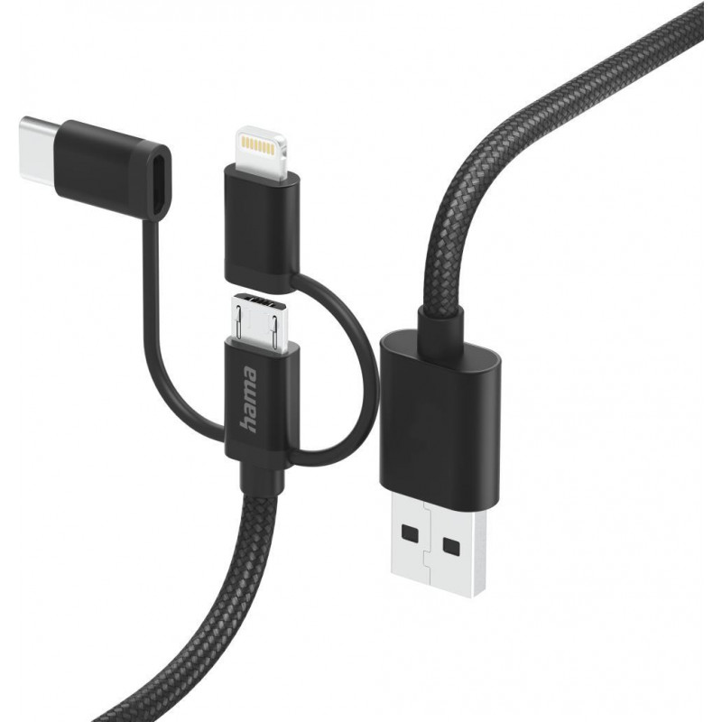 Hama 00201536, 1,5 m, USB A, USB C, USB 2.0, 480 Mbit/s, Μαύρο