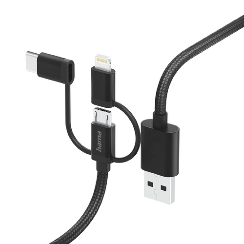 Hama 00201536, 1,5 m, USB A, USB C, USB 2.0, 480 Mbit/s, Μαύρο
