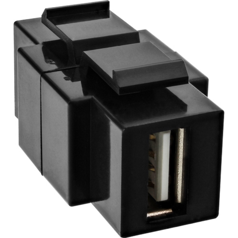InLine USB 2.0 Snap-In ένθετο - USB A υποδοχή θηλυκή/ B υποδοχή θηλυκή - μαύρο κουτί