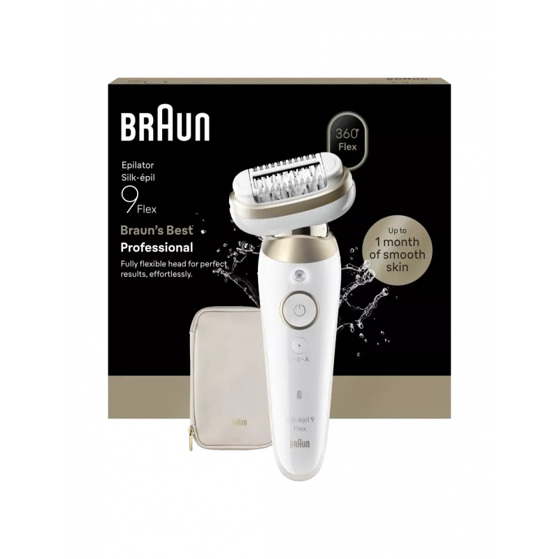 Braun Silk-épil 9 Flex SES9-011 3D Αποτριχωτική μηχανή, Ναυ & Στεγνό, Λευκό/Χρυσό