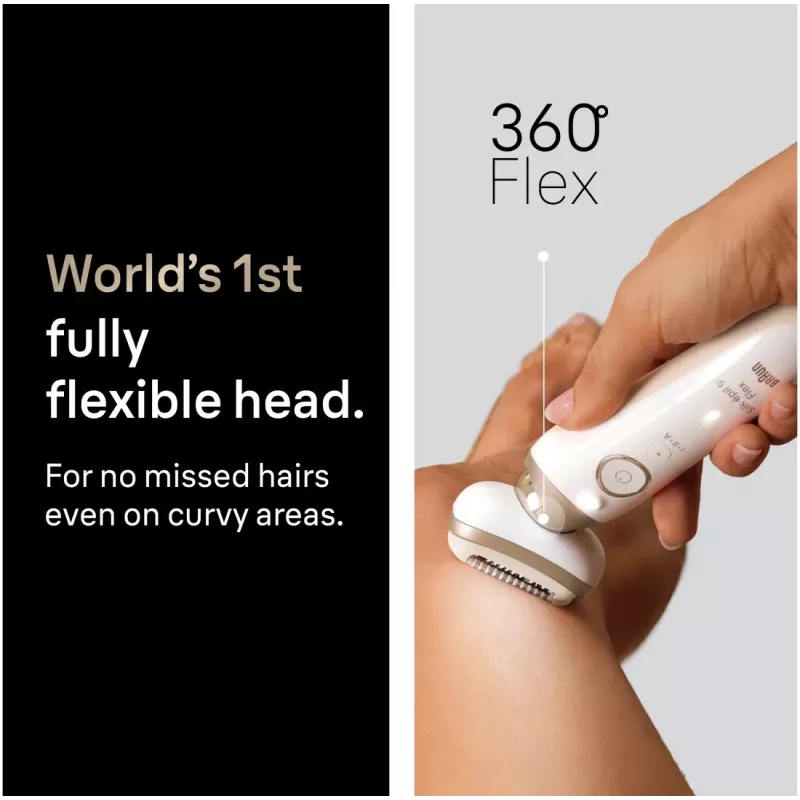 Braun Silk-épil 9 Flex SES9-011 3D Αποτριχωτική μηχανή, Ναυ & Στεγνό, Λευκό/Χρυσό