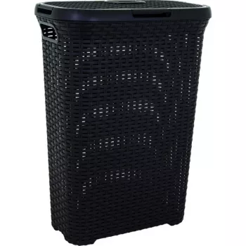 CURVER Style 40L Κουτί ρούχων με αναδιπλούμενο καπάκι, Εφέ rattan, Μαύρο