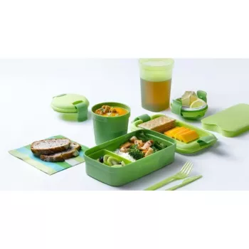 CURVER Lunch&Go Ορθογώνιο δοχείο φαγητού με μαχαιροπίρουνα 1,4L Πράσινο