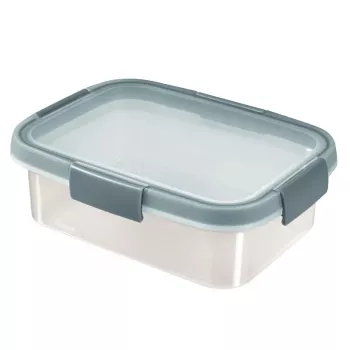 CURVER Smart Eco Fresh Ορθογώνιο δοχείο φαγητού 1L, αεροστεγές & στεγανό, διάφανο με πράσινα κλιπ