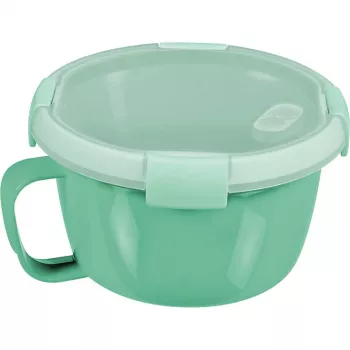 CURVER Smart To Go Mix Noodles Μπολ φαγητού στρογγυλό 0,9L διάφανο με πράσινες λεπτομέρειες, χωρίς BPA, στεγανό, κατάλληλο για φούρνο μικροκυμάτων και πλυντήριο πιάτων