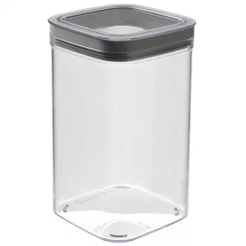 CURVER Dry Cube Τετράγωνο δοχείο αποθήκευσης τροφίμων 1,8L Διάφανο με γκρι καπάκι, αεροστεγές και στεγανό