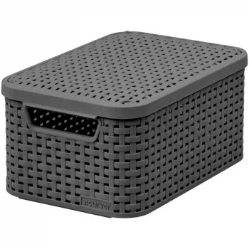 CURVER Style S Κουτί αποθήκευσης με καπάκι, 29,1 x 19,8 x 14,2 cm, Σκούρο γκρι, 8,2L