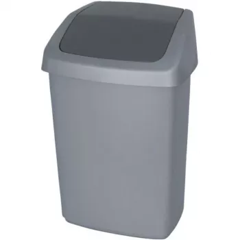 CURVER Deco Bin Καπάκι ταλαντευόμενο 50L Κάδος απορριμμάτων Σκούρο γκρι/Ασημί