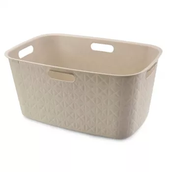 CURVER Softex 45L Καλάθι απλύτων σε λευκό κιμωλίας, δοχείο soft-touch ορθογώνιο με ενσωματωμένες λαβές, 57 x 37 x 27 cm