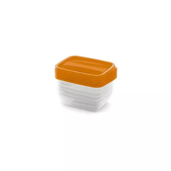 CURVER Vedo ορθογώνιο σετ δοχείων αποθήκευσης 5x0,5L διαφανές πορτοκαλί