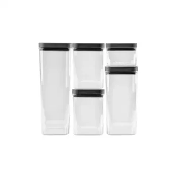 CURVER Kara Σετ Δοχείων Τροφίμων για Ξηρά Τρόφιμα 0,5L + 2x1,2L + 1,8L + 2,4L Διάφανο/Σκούρο Γκρι Αεροστεγές Στοιβαζόμενο Χωρίς BPA