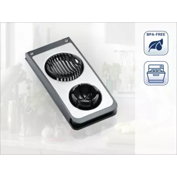 LEIFHEIT κόφτης αυγών Combi ProLine 2 σε 1 κόφτης & τεμαχιστής σε τέταρτα, ανοξείδωτα σύρματα, αντιολισθητική βάση, λευκό/γκρι