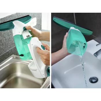 LEIFHEIT Fenstersauger Dry&Clean με στέλεχος Click System 43 cm, ηλεκτρική σκούπα παραθύρων, λευκό/τυρκουάζ