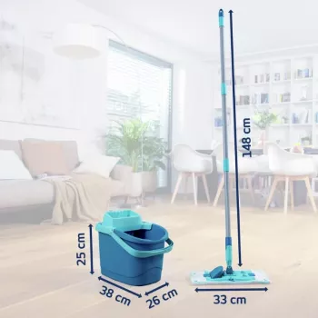 Leifheit Clean Twist M Ergo σετ καθαρισμού δαπέδου με κεφαλή σφουγγαρίστρας Micro Duo, 33 cm, πράσινο/λευκό