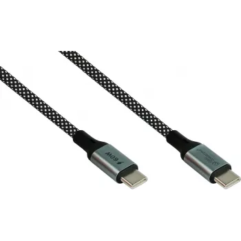 GoodConnections Μαγνητικό Σπιράλ Καλώδιο USB 2.0 60W USB-C σε USB-C, Μαύρο/Λευκό, 1m 2060-MT010SW