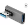 Delock USB 10 Gbps Type-A αρσενικό σε Type-A θηλυκό Γωνιακός Adapter, Κέλυφος Αλουμινίου