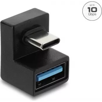Delock USB 3.2 Gen 2 Type-C αρσενικό σε USB-A υποδοχή θηλυκή προσαρμογέας, σχήμα U, 10 Gbps, μαύρο