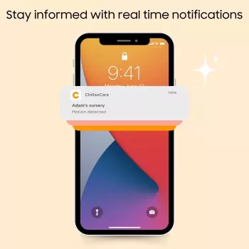 Chillax DM568 Wi-Fi & FHSS Βιντεομόνιτορ μωρού με οθόνη 5 ιντσών, περιστρεφόμενη-ανακλινόμενη κάμερα, νυχτερινή όραση, αμφίδρομη επικοινωνία, αισθητήρα θερμοκρασίας, νανουρίσματα και εφαρμογή Hubble