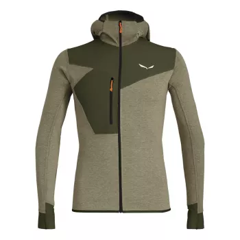 Salewa Puez 2 Dry Ανδρικό Μπλουζάκι με μακρύ μανίκι, κουκούλα και φερμουάρ Dark Olive Melange XL